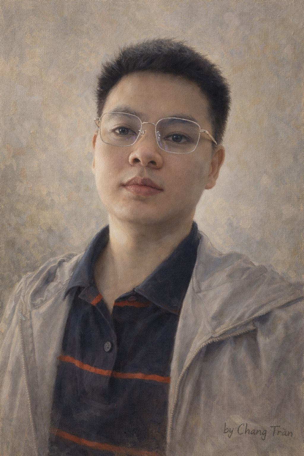 Stylized blue duotone portrait of a woman with long hair facing slightly backward