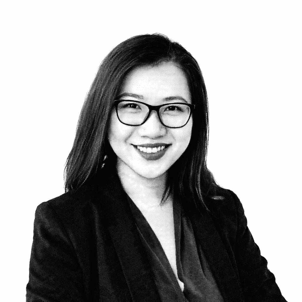 Group of colleagues greeting each other in a stylized blue duotone treatment